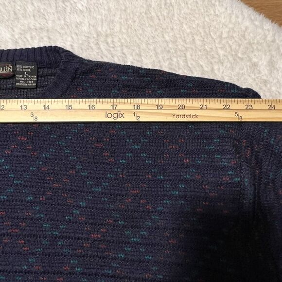 M. Mcmullin Mens Vtg Blue Pullover Sweater Acrylic Wool Blend Sweater Sz L - Picture 7 of 9